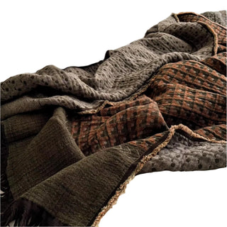 Aiyana Muslin Cotton Reversible Throw Blanket - Earth