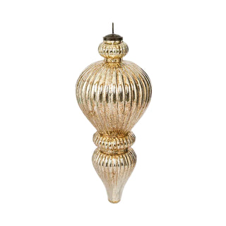 Gold decorative hanging lamp on a light gray background