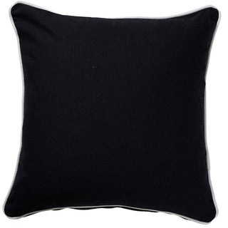 Black Linen Cushion with White Piping Large