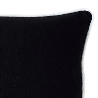 Black Linen Cushion with White Piping Large