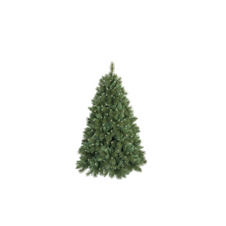 Green artificial Christmas tree on a white background