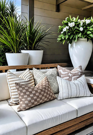 Chocolate Latte Check Cushion