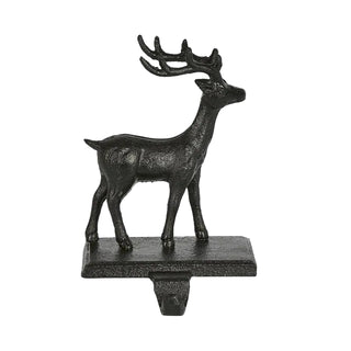 Black deer-shaped wall hook on a white background
