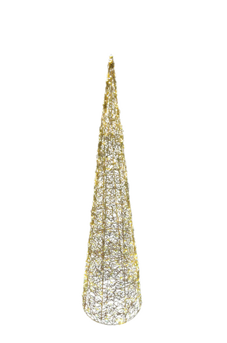 Tall, cone-shaped decorative light on a white background