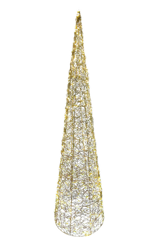Tall, cone-shaped decorative light on a white background
