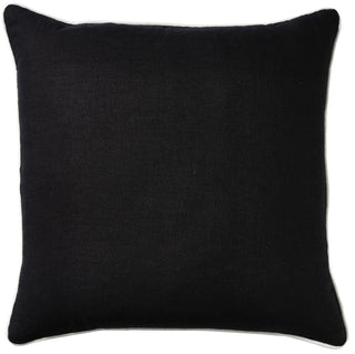 Black Linen Cushion with White Piping