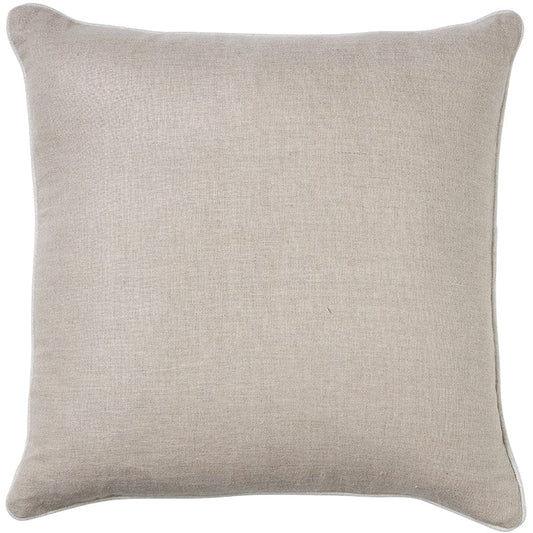 Sand Linen Cushion with White Piping