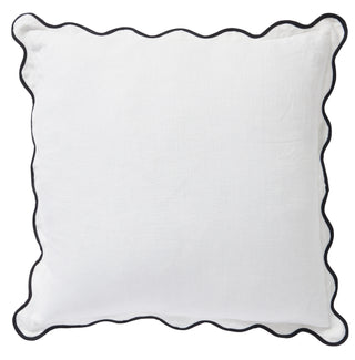 Scalloped Cushion White Linen