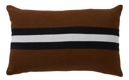 Linen Stripes Tobacco Lumbar Cushion