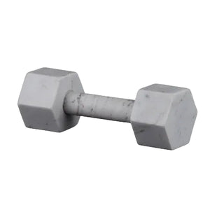 Hexagonal dumbbell with marble texture on a white background