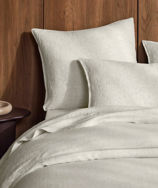 Sova Standard Pillowcase Pair - Natural Pinstripe — view 3