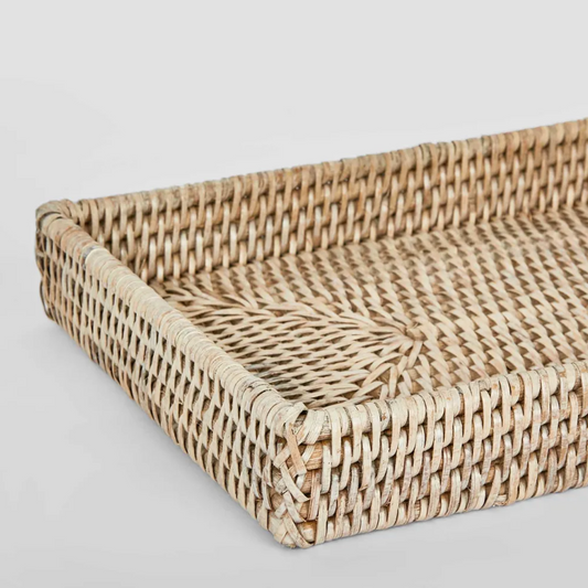 Rattan Tidy Tray White Washed