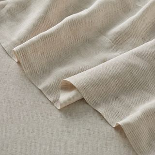 Sova European Linen Flat Sheet - Natural Pinstripe