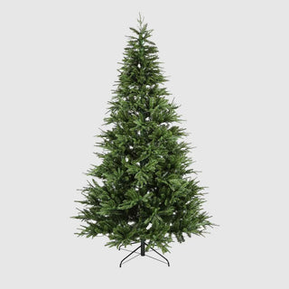 Green artificial Christmas tree on a white background