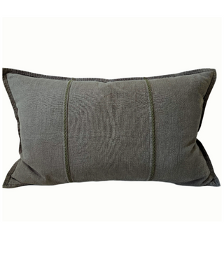 Potts Point Stonewashed Linen Cotton Cushion Sage - Rectangle