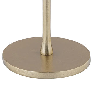 Gold metal base with a cylindrical post on a white background