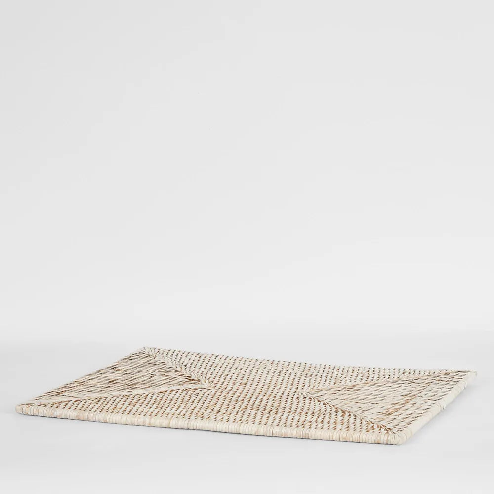 Rattan Rectangle Placemat White Wash