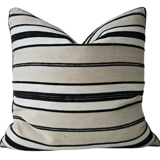 Woven Stripe Black and Sand Cushion
