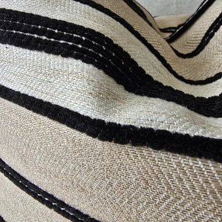 Woven Stripe Black and Sand Cushion
