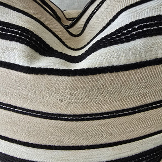 Woven Stripe Black and Sand Cushion