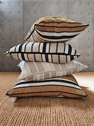 Woven Stripe Black and Sand Cushion