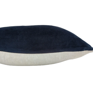 Cotton Velvet & French Linen Two Sided Cushion Almost Black