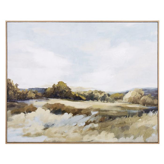 Framed Abstract Landscape Painting Fields