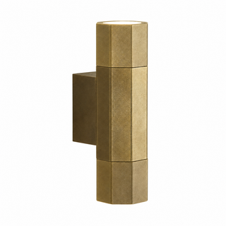 Beacon Up and Down Outdoor Wall Light Antique Brass on a white background