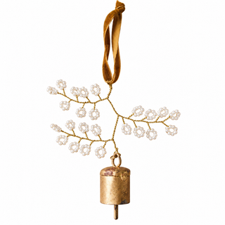 Beaded Flower Bell Decoration on white background