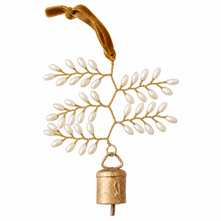 Beaded Leaf Bell Decoration on white background