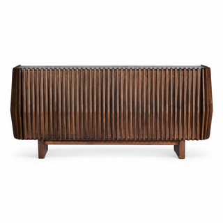 Bow teak buffet in dark walnut finish