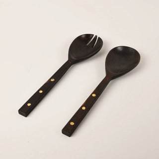 Dark Wood Salad Servers detail view