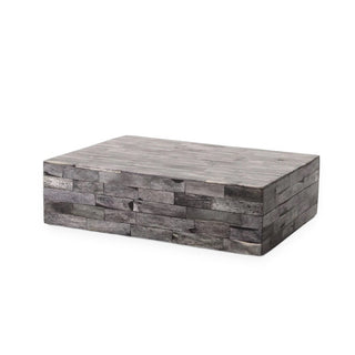 Grey Inlaid Bone Box Large - handmade natural bone storage box