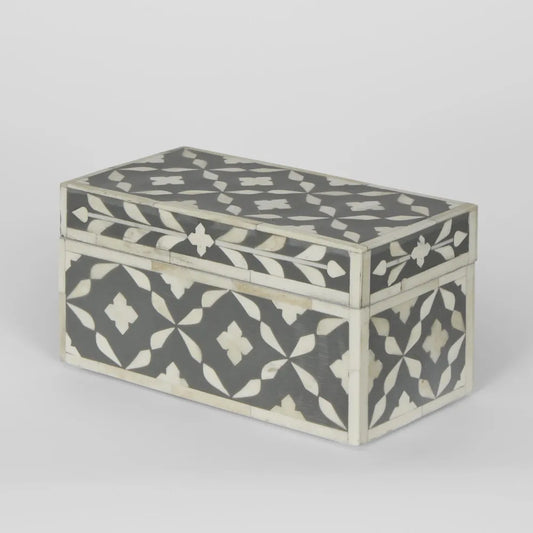 Bone Inlay Box Grey and White