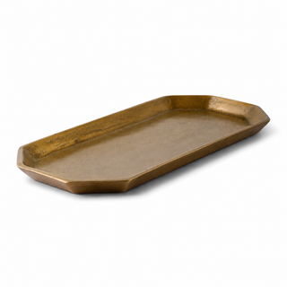 Hex Gold Decorative Tray on white background