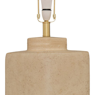 Lisbon table lamp with sandy brown base and white shade – view 5