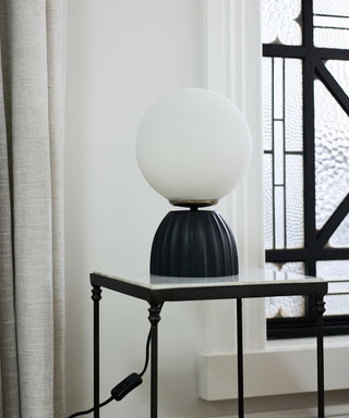 Orion Black Ribbed Globe Table Lamp – additional view 2