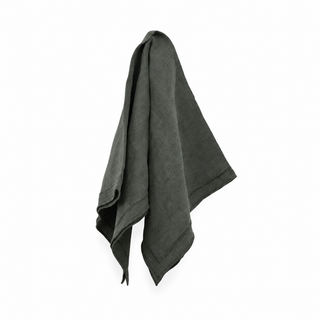 Riley Olive Linen Napkin on white background