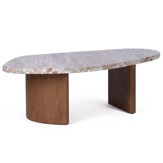 Solstice river brown marble coffee table with walnut finish base – view 2
