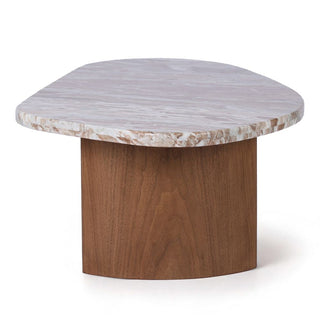 Solstice river brown marble coffee table with walnut finish base – view 3