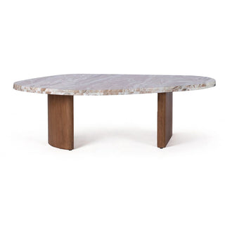 Solstice river brown marble coffee table with walnut finish base