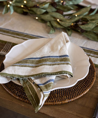 Green Selvedge Stripe Linen Napkin – additional view 2