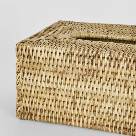 Rattan Tissue Box Cover Natural