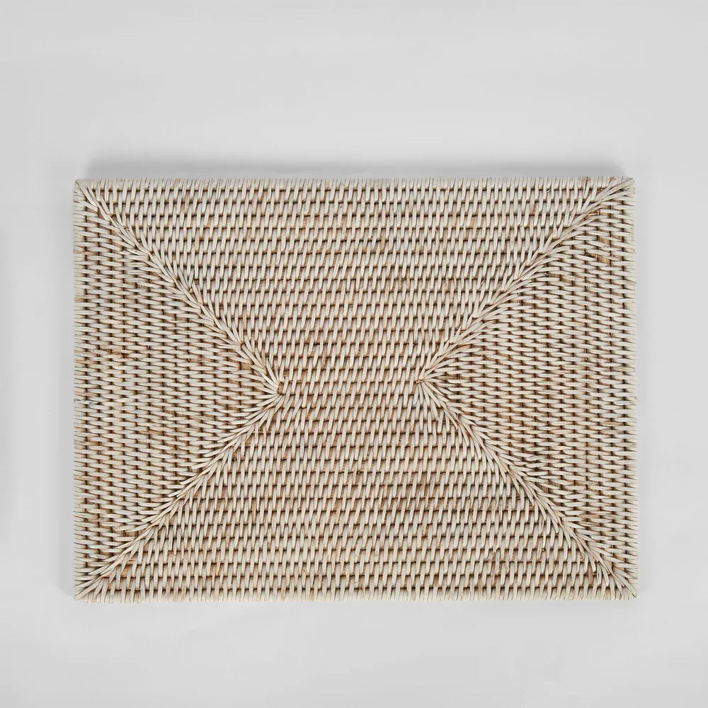 Rattan Rectangle Placemat White Wash