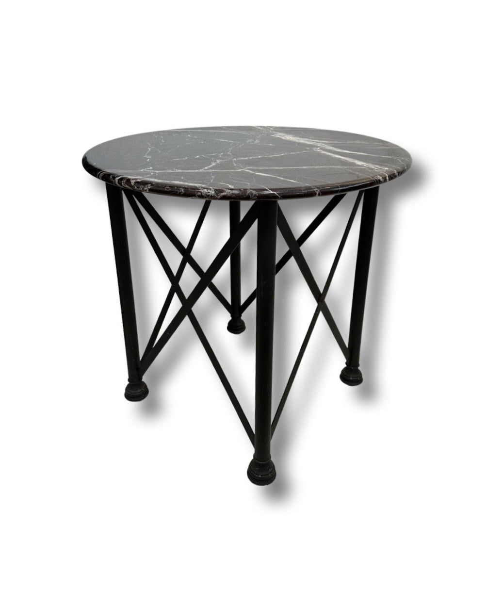 Vintage Marble and Iron Side Table