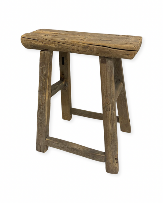 Antique Chinese Elm Workers Stool