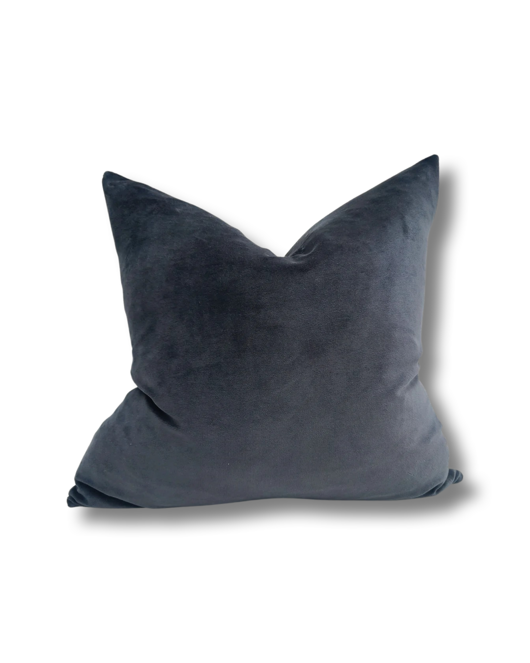 Cotton Velvet & French Linen Two Sided Cushion - Black