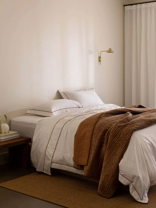 Grosgrain Caramel Egyptian Cotton Pillowcases Pair