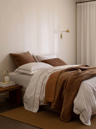 Grosgrain Caramel Egyptian Cotton Pillowcases Pair